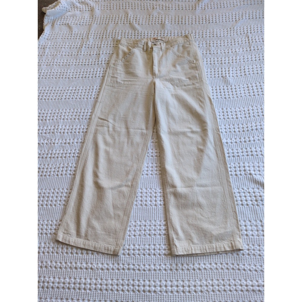 Mollusk Painter Straight Leg High Rise Pants Size Medium Natural Cream 30X27.5